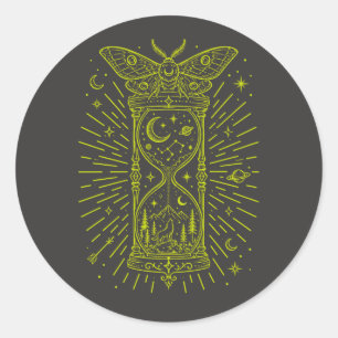 Totenkopf-Schwärmer-Stundenglas-Himmels-Wolf-Heule Runder Aufkleber