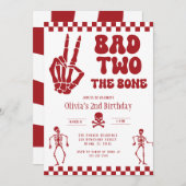 Totenkopf Skelett Böse bis auf die Knochen 2. Gebu Einladung (Vorne/Hinten)