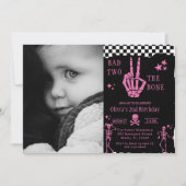 Totenkopf Skelett Böse bis auf die Knochen 2. Gebu Einladung (Vorderseite)