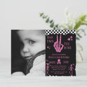 Totenkopf Skelett Böse bis auf die Knochen 2. Gebu Einladung (Stehend Vorderseite)