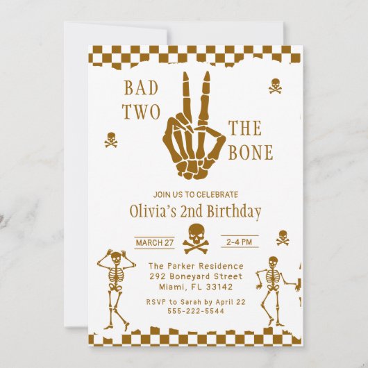 Totenkopf Skelett Böse bis auf die Knochen 2. Gebu Einladung (Vorderseite)
