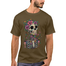 Totenkopf Skelett Gothic Kunst Dark Fantasy T-Shir