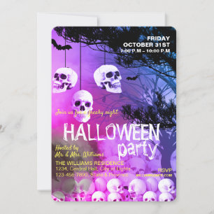 Totenkopf-Skelett-Halloween-Party Grusel-Nacht Einladung