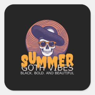Totenkopf-Sommerhut Quadratischer Aufkleber