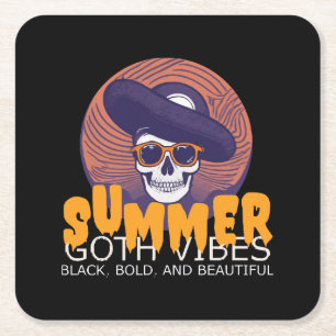 Totenkopf Sommerhut Rechteckiger Pappuntersetzer