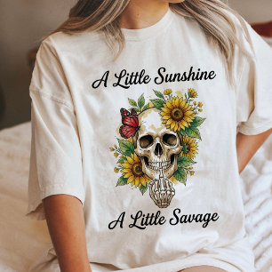 Totenkopf Sonnenblume Schmetterling Mittelfinger W Tri-Blend Shirt