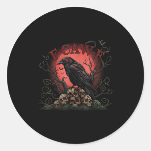 Totenkopf-Stapel Rabe F-caw-f Halloween-T-Shirt Runder Aufkleber