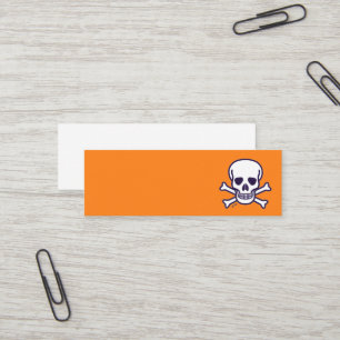 Totenkopf und Knochen orange Mini-Geschäftskarte Mini Visitenkarte