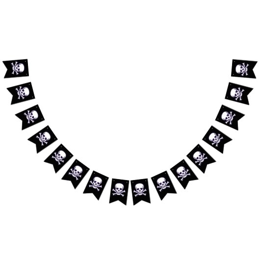 Totenkopf und Knochen schwarz flatterndes Banner (Alle)