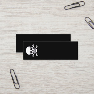 Totenkopf und Knochen schwarz-weiße Mini-Visitenka Mini Visitenkarte