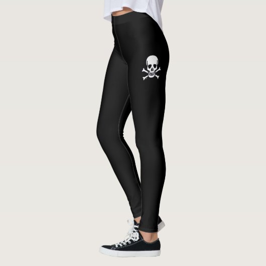 Totenkopf und Knochen schwarze Leggings (Links)