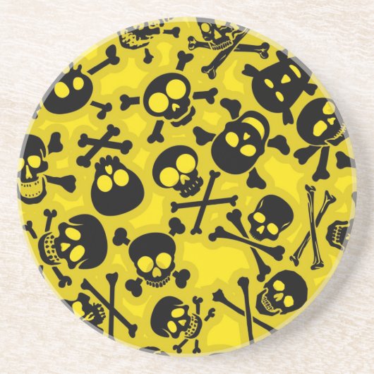 Totenkopf- und Knochenmuster Sandstein Untersetzer (Vorne)