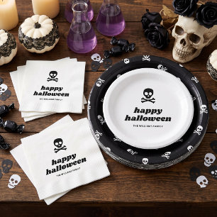 Totenkopf-und-Kreuzknochen-Halloween-Party Pappteller