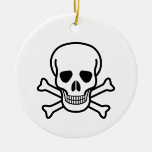 Totenkopf und Kreuzknochen Vintage Gothic Piratend Keramik Ornament