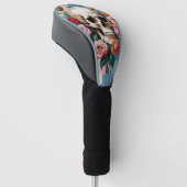 Totenkopf und Rosen Farbblock Golf Headcover (angewinkelt)