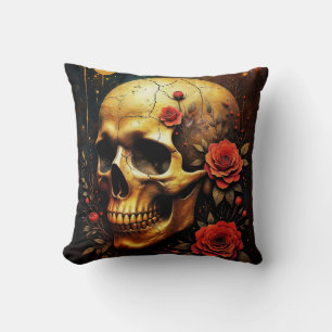 Totenkopf und Rosen Kissen