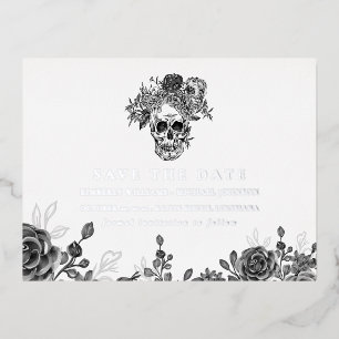 Totenkopf und Rosen - Save the Date Ankündigung