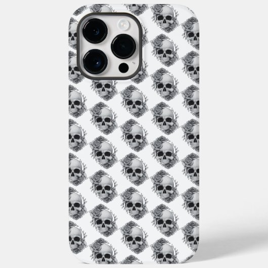 Totenkopf- und Rosen-Skizze Case-Mate iPhone Hülle (Rückseite)