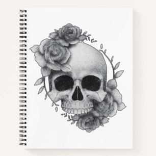 Totenkopf- und Rosen-Skizze Notizblock