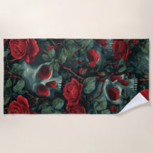 Totenkopf und rote Rosen Muster – dunkles florales