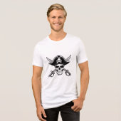 Totenkopf und Säbel Tri-Blend Shirt (Vorderseite voll)