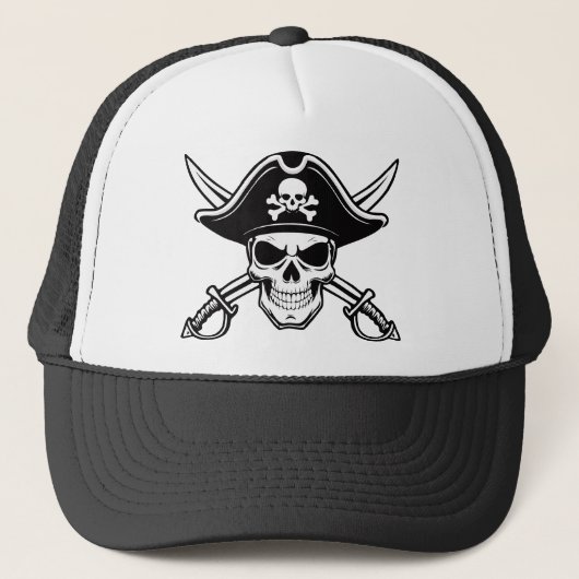 Totenkopf und Säbel Truckerkappe (Vorderseite)