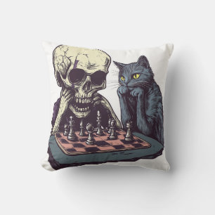 Totenkopf vs Katze � Lustige Schach-Schlacht Kissen