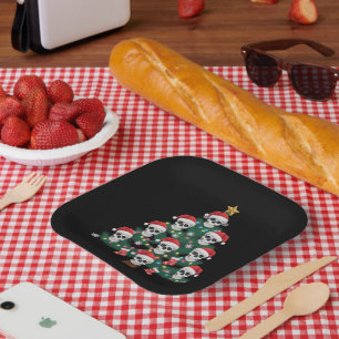 Totenkopf-Weihnachtsbaum-Pyjama Cooler Skelett-San Pappteller
