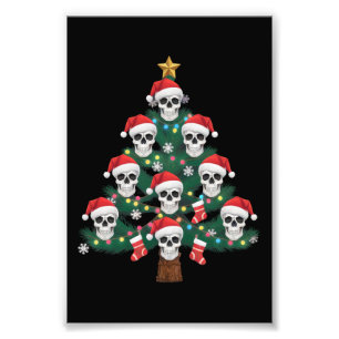 Totenkopf-Weihnachtsbaum-Pyjama Cooler Skelett-Wei Fotodruck
