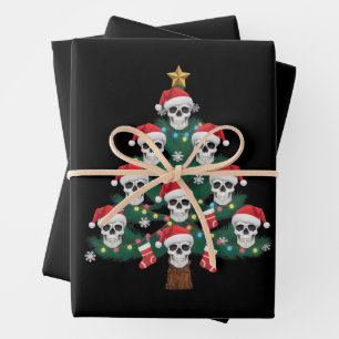 Totenkopf-Weihnachtsbaum-Pyjama Cooler Skelett-Wei Geschenkpapier Set