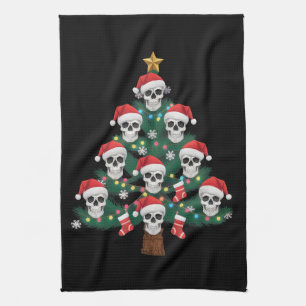 Totenkopf-Weihnachtsbaum-Pyjama Cooler Skelett-Wei Geschirrtuch