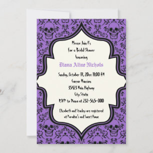 Totenköpfe Damast Halloween Hochzeit Brautparty Einladung