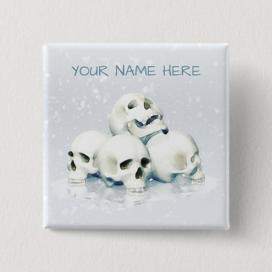 Totenköpfe im Schnee. Personalisiert Button (Vorderseite)