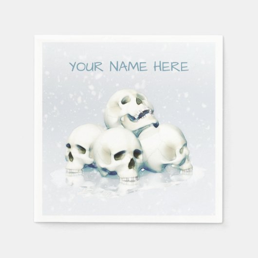Totenköpfe im Schnee. Personalisiert Serviette (Vorderseite)
