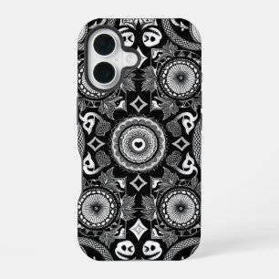 Totenköpfe & Mandalas Ornamental (Schwarz & Weiß) iPhone 16 Hülle