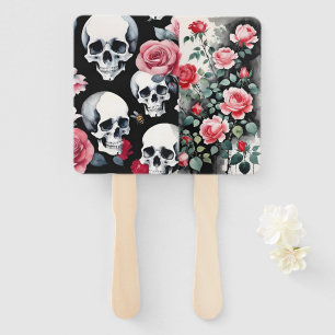 Totenköpfe Rosen und Schmetterlinge Goth Wasserfar Fächer