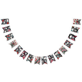 Totenköpfe Rosen und Schmetterlinge Gothik-Wasserf Wimpelkette