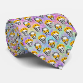Totenköpfe und Regenbogen-Sonnenblumen Motiv 4 Krawatte