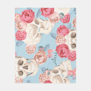 Totenköpfe und Rosen Vintage-Muster Fleecedecke