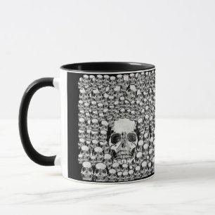 TOTENKÖPFE WAND TOD TOT SKELETT SCHWARZ WEISS TASSE