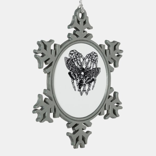Totenkopfmoth Classic - Skeleton-Handherz Schneeflocken Zinn-Ornament (Links)