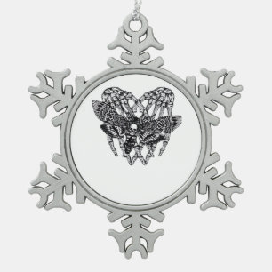 Totenkopfmoth Classic - Skeleton-Handherz Schneeflocken Zinn-Ornament
