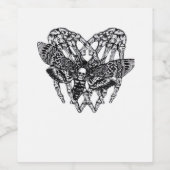 Totenkopfmoth Classic - Skeleton-Handherz Weinetikett (Einzelnes Label)