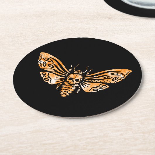 Totenkopfmoth Runder Pappuntersetzer (Angewinkelt)