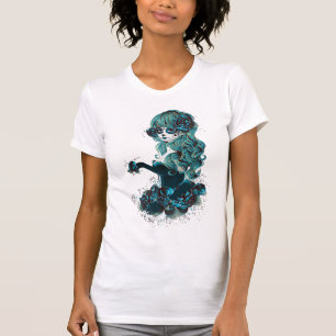 Totenkustag-Zuckerschädel-Make-up Mädchen T-Shirt