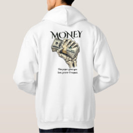 Totenmaskenhand hält Grafikdesign für Bargeld Hoodie