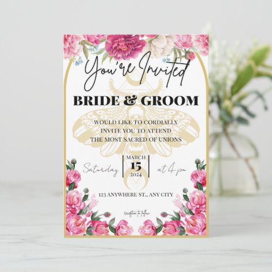 Totenmond Hochzeit - Einladung (Stehend Vorderseite)