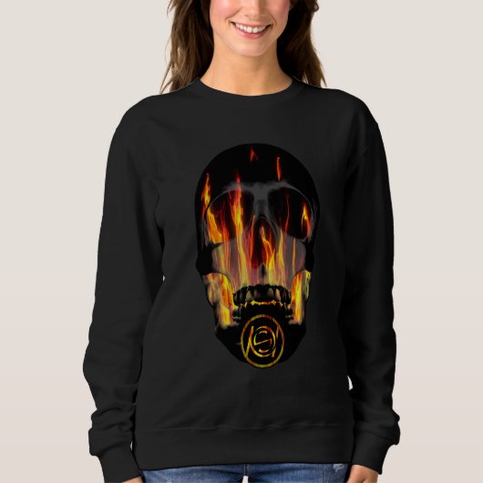 Totenschädel Feuer Flammen Sweatshirt (Vorderseite)