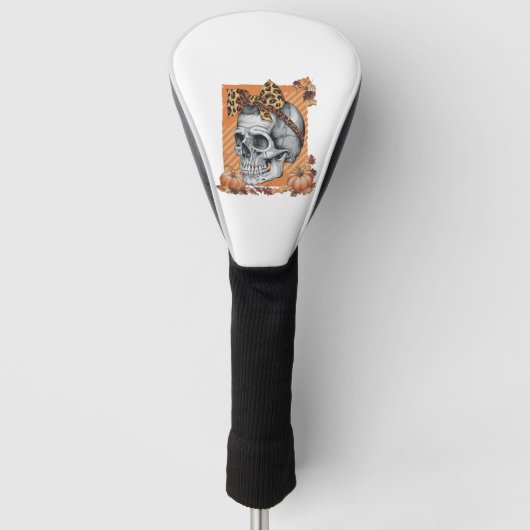 Totenschädel Herbst Bow Halloween Golf Headcover (Vorderseite)
