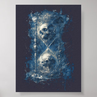Totenschädel-Stundenglas-Gotik-Dunkle-Kunst-Poster Poster